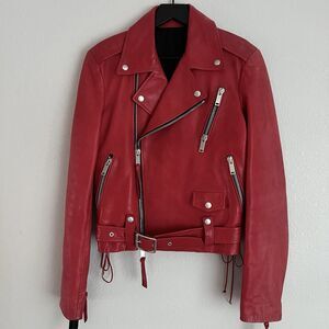Ben Taverniti Unravel Project Men’s Red Leather Biker Jacket Size 42